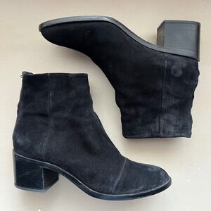 Rag & Bone Ashby Women 9.5 EU 40 Black Suede Ankle Boots Block Heel Back Zip